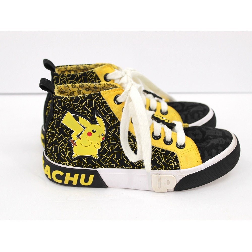 Ground Up Pokemon Pikachu Kids High Top Sneakers Yellow Black Canvas size 1
